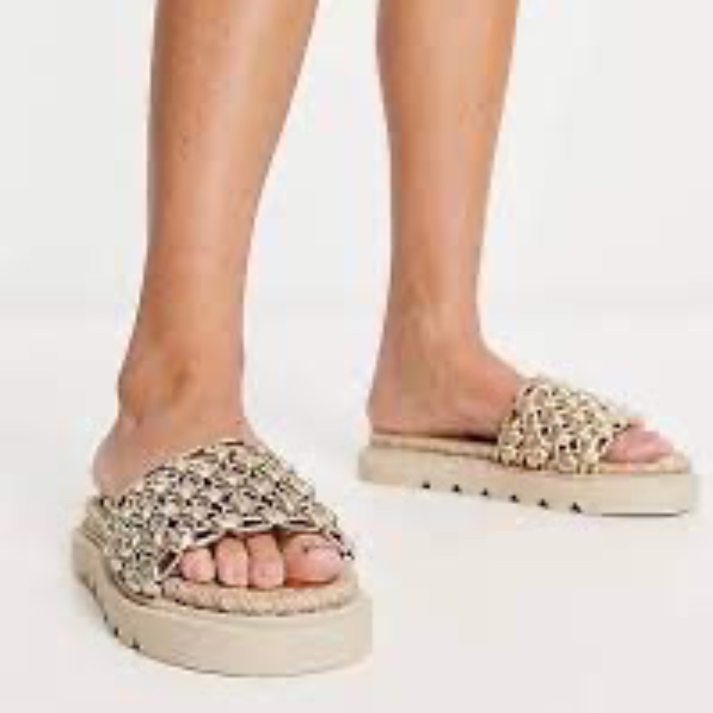 ASOS Design Jupiter Woven Slides Size 9